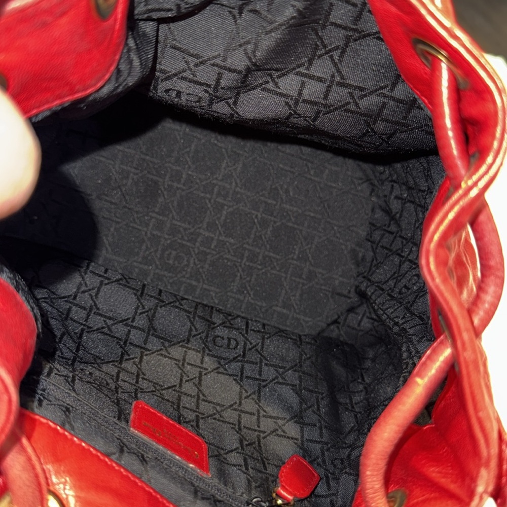Dior Red Cannage Quilted Backpack/Bucket Handbag - Picture 11 of 17
